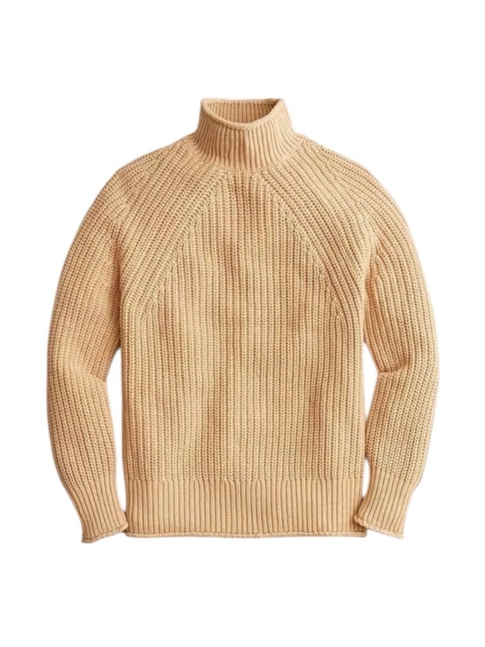 J. Crew Relaxed‎ Cotton Rollneck Sweater Sandy Beach Tan Size XXL
